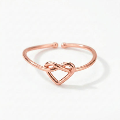 adjustable love knot ring in rose gold
