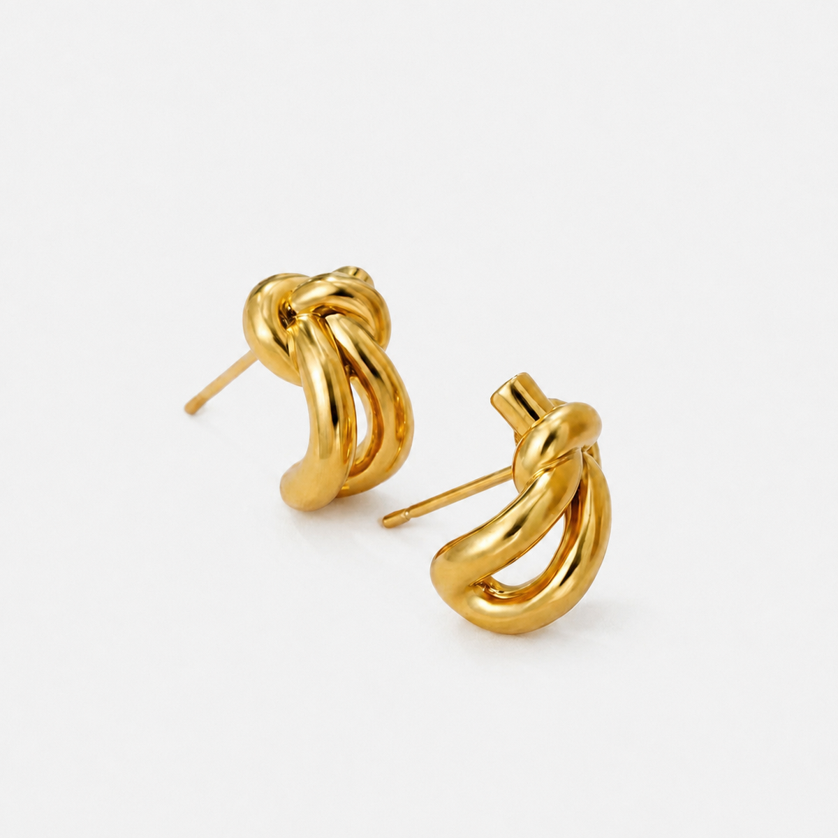 Knot Huggie Stud Earrings — Gold