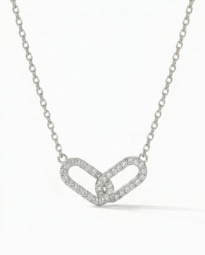 Geometric Interlocking Necklace — 925 Sterling Silver Clavicle Chain for Women
