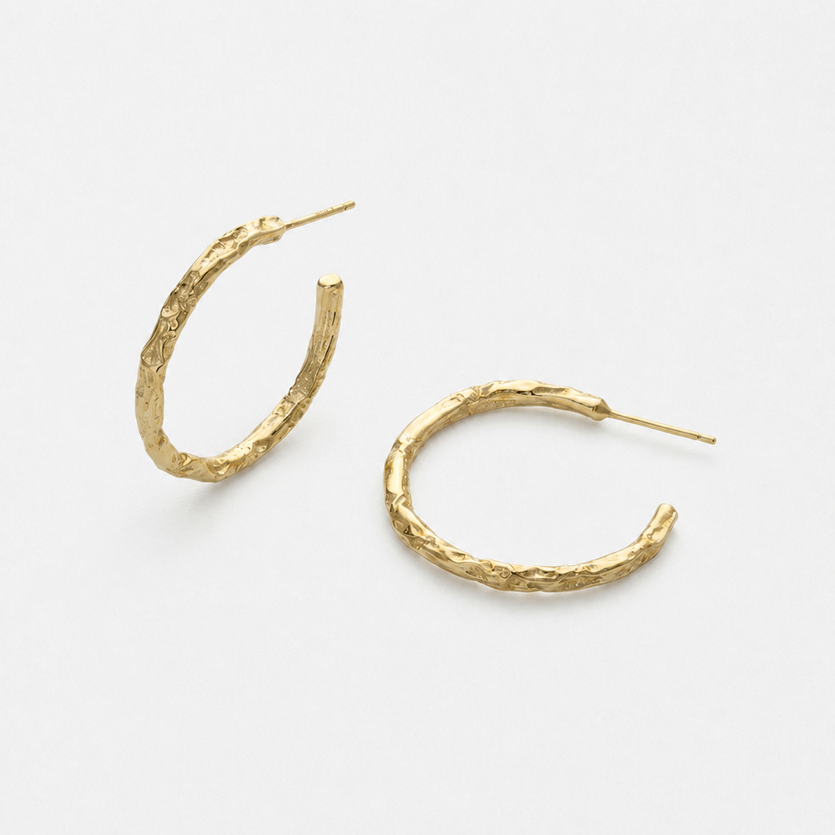 Medium 14K Gold-Plated Thin Hoop Earrings — Gold