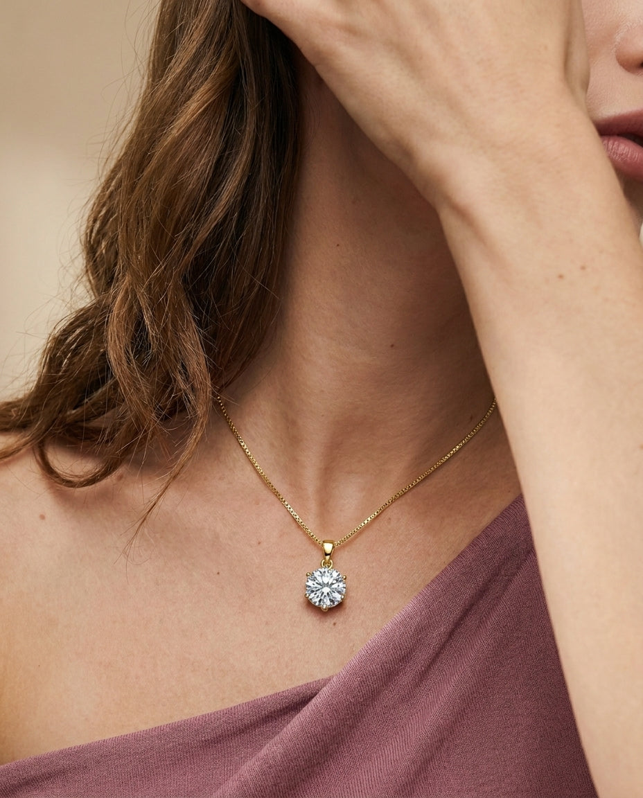 925 Sterling Silver Moissanite Pendant Necklace