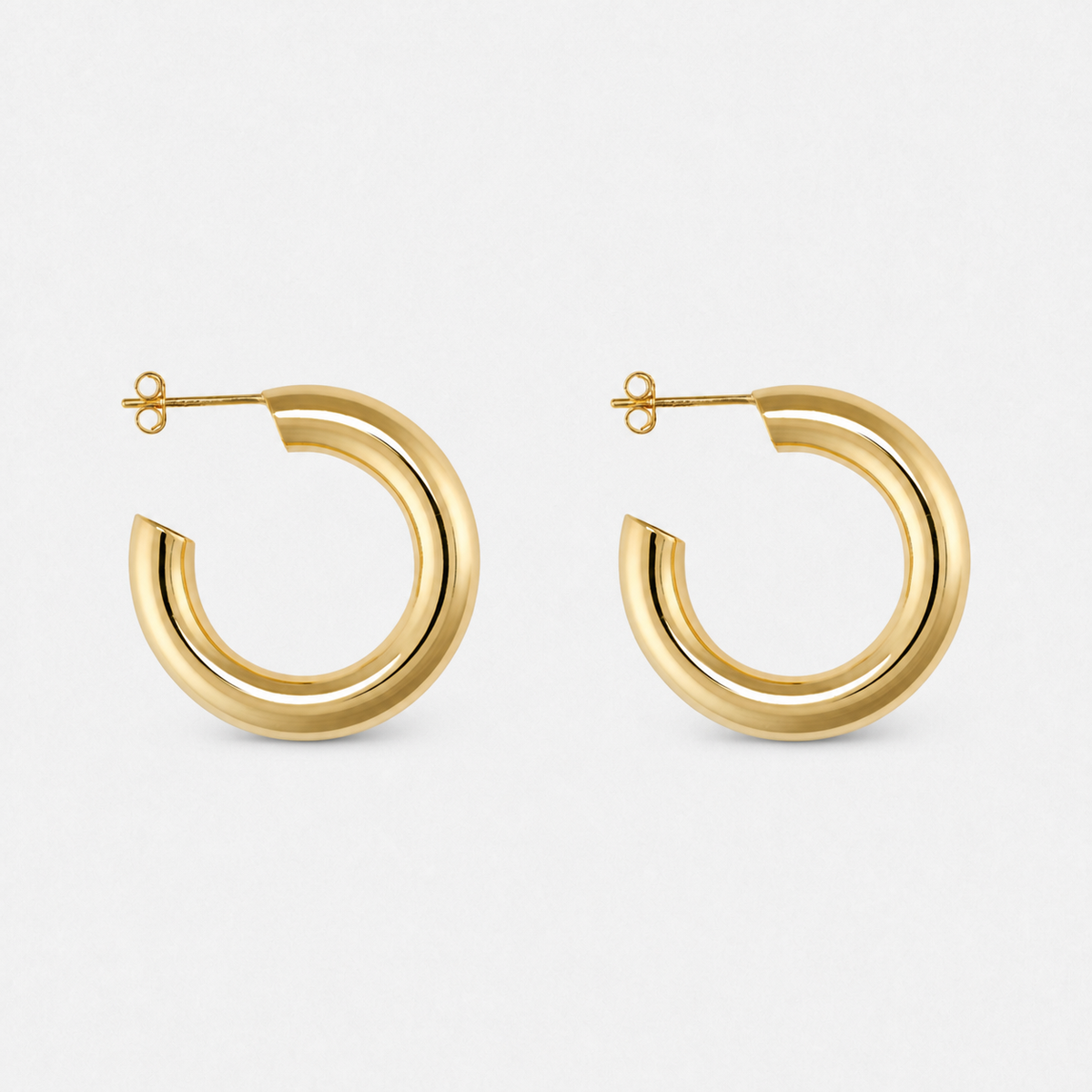 Chunky 14K Gold-Plated Statement Hoop Earrings — Gold