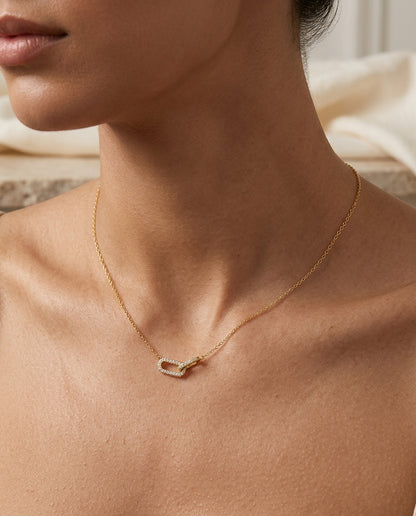 Geometric Interlocking Necklace — 925 Sterling Silver Clavicle Chain for Women