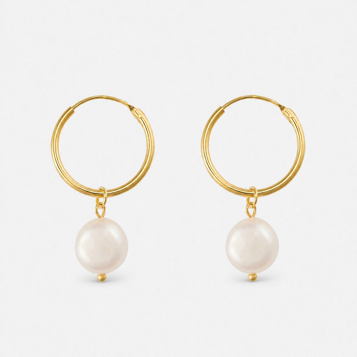 18K Gold-Plated Freshwater Pearl Hoop Earrings — Gold