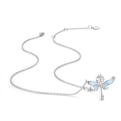 Glow-in-dark sterling silver keys necklace detail
