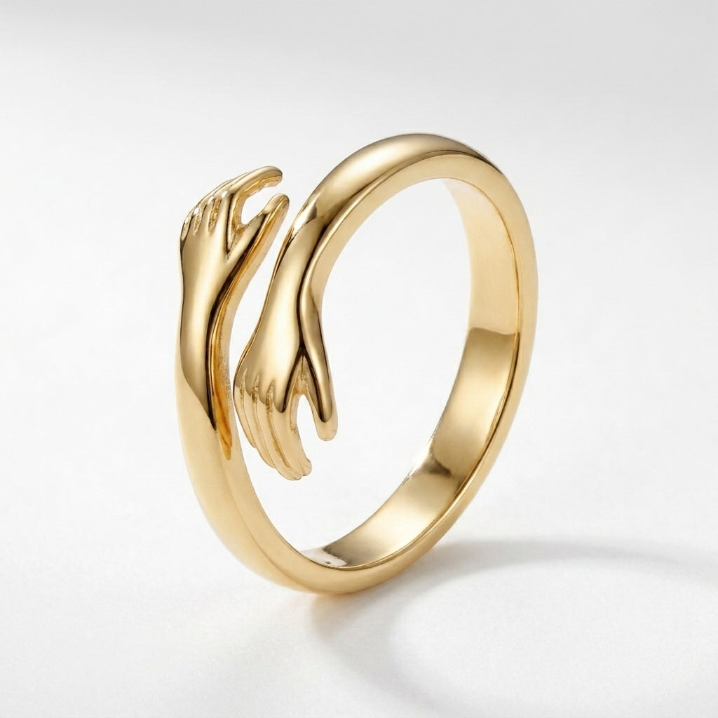 Gold hug ring, refined symbolic feminine jewellery
