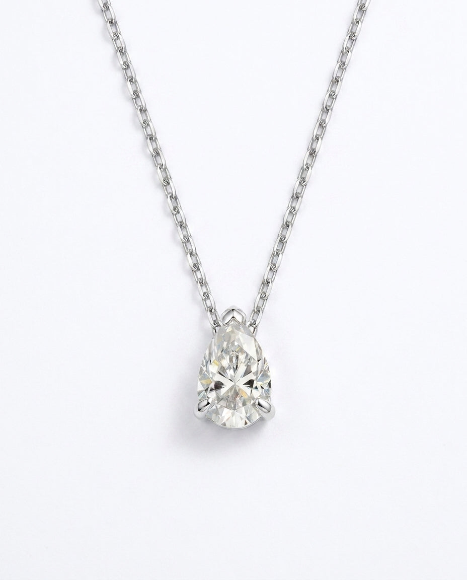 celeste pear cut moissanite necklace in 925 sterling silver
