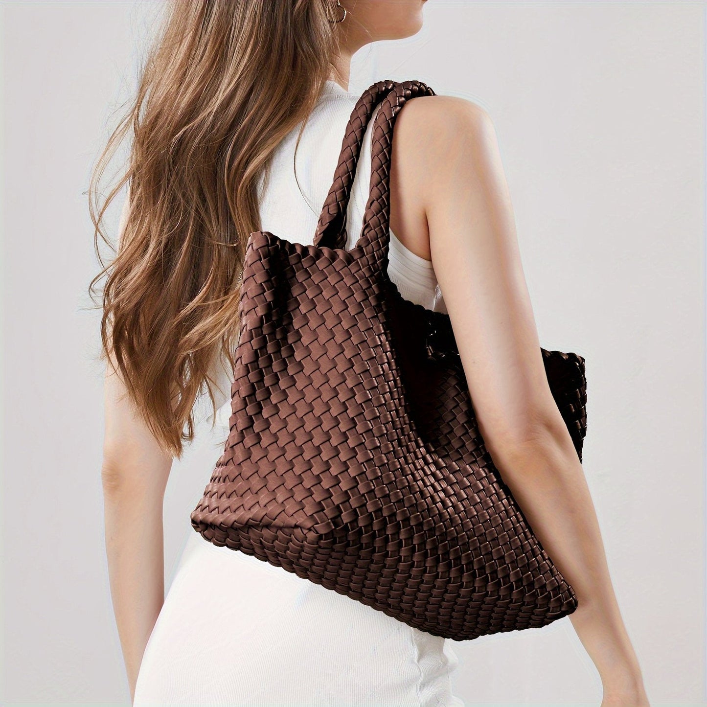 Ultra Soft Large Woven Shopper Tote Bag