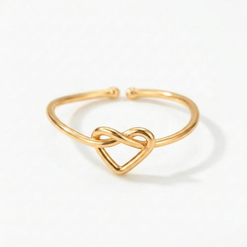 adjustable love knot ring in gold