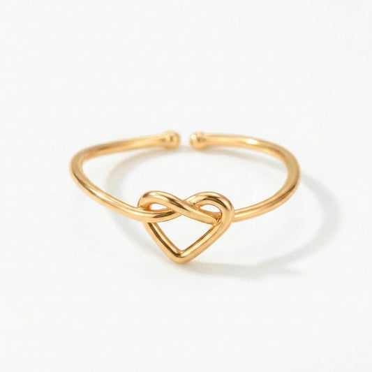 adjustable love knot ring in gold
