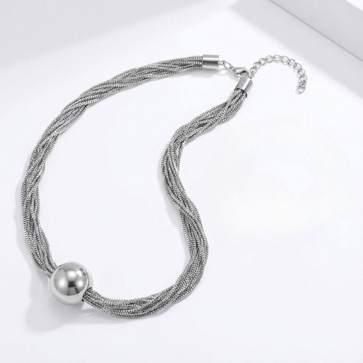 statement silver layered necklace for women
