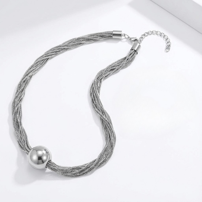 statement silver layered necklace for women