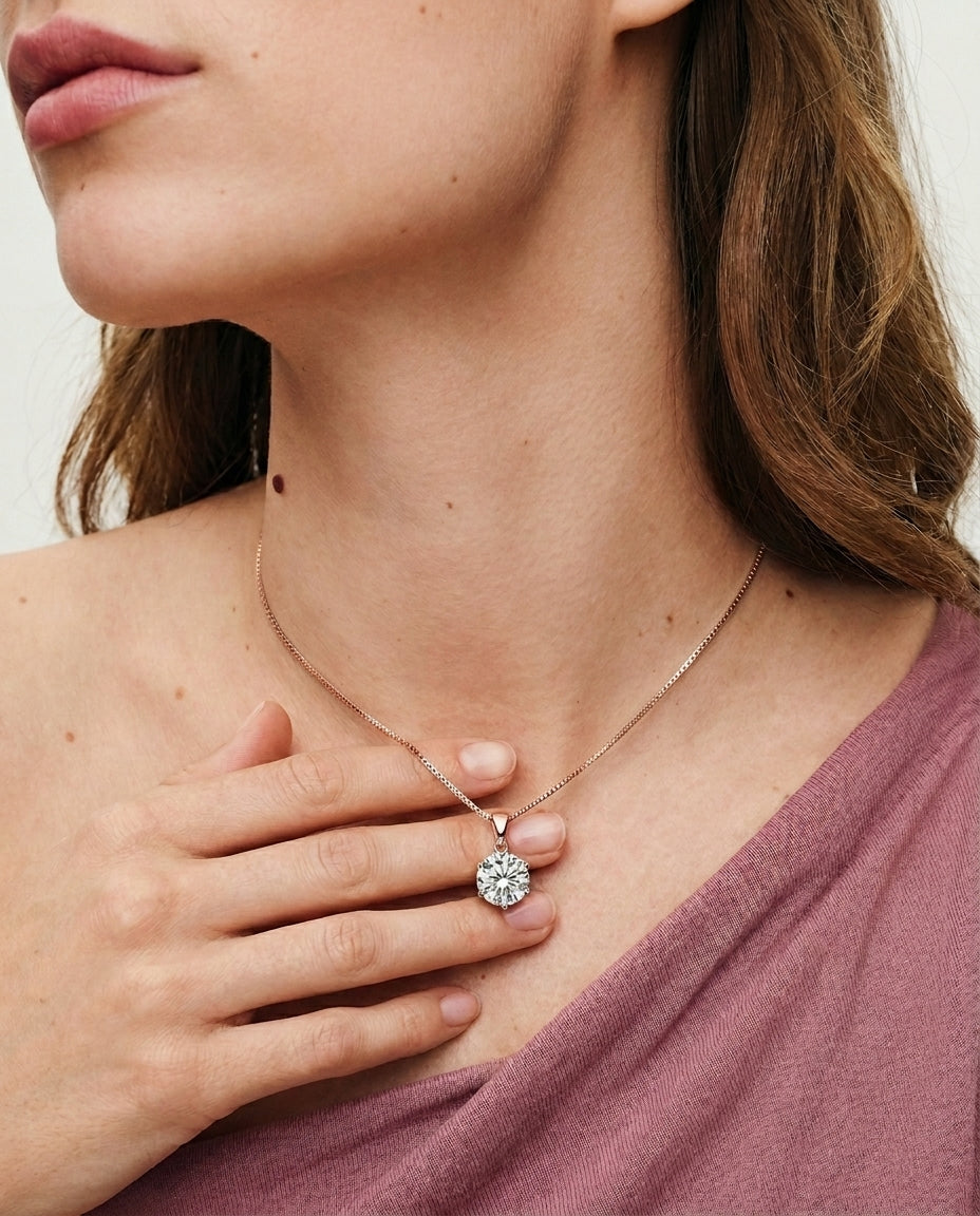 925 Sterling Silver Moissanite Pendant Necklace