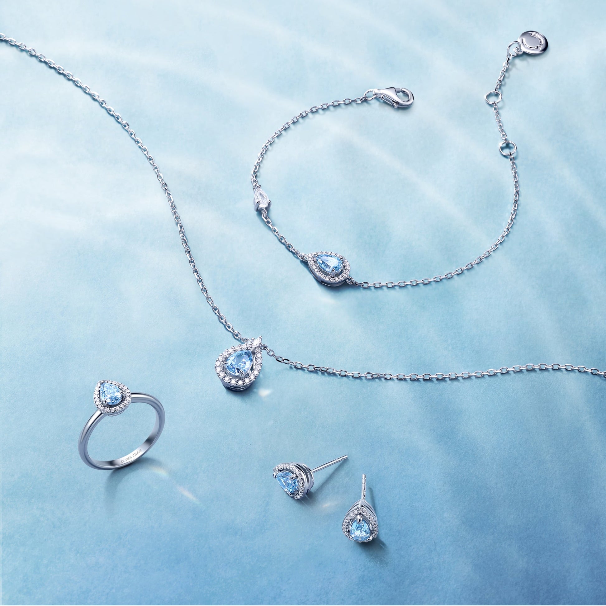 Sterling silver birthstone necklace, March birthstone design