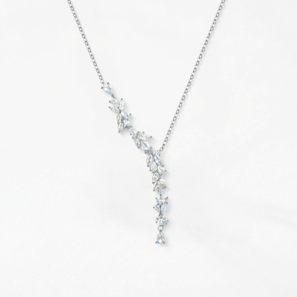 wisteria flower drop y necklace in 925 sterling silver