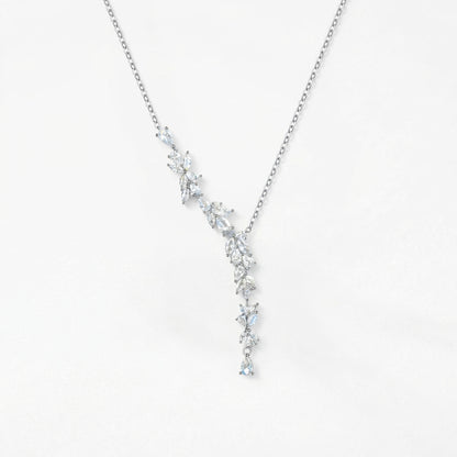 wisteria flower drop y necklace in 925 sterling silver