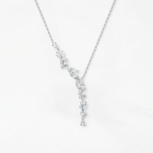wisteria flower drop y necklace in 925 sterling silver
