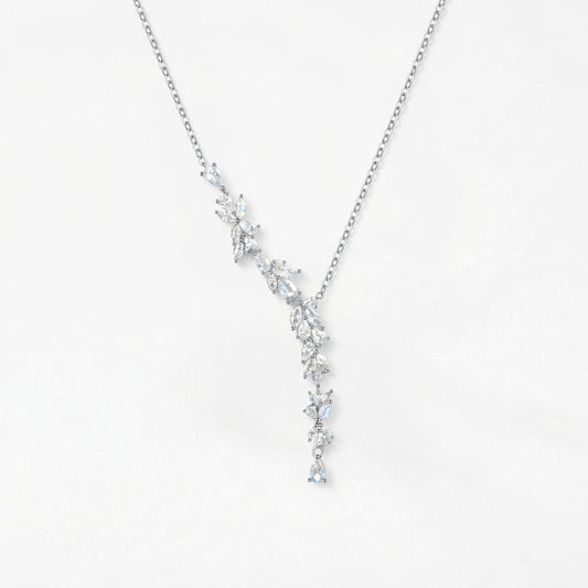 wisteria flower drop y necklace in 925 sterling silver