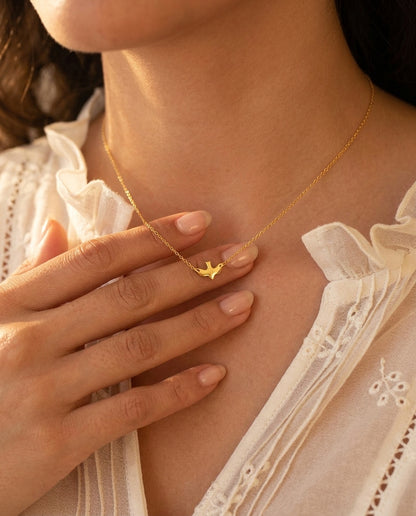 Gold Bird Pendant Choker — 18K Plated Sterling Silver
