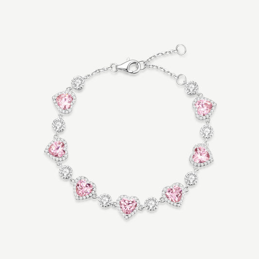 Pink Halo Heart Tennis Bracelet
