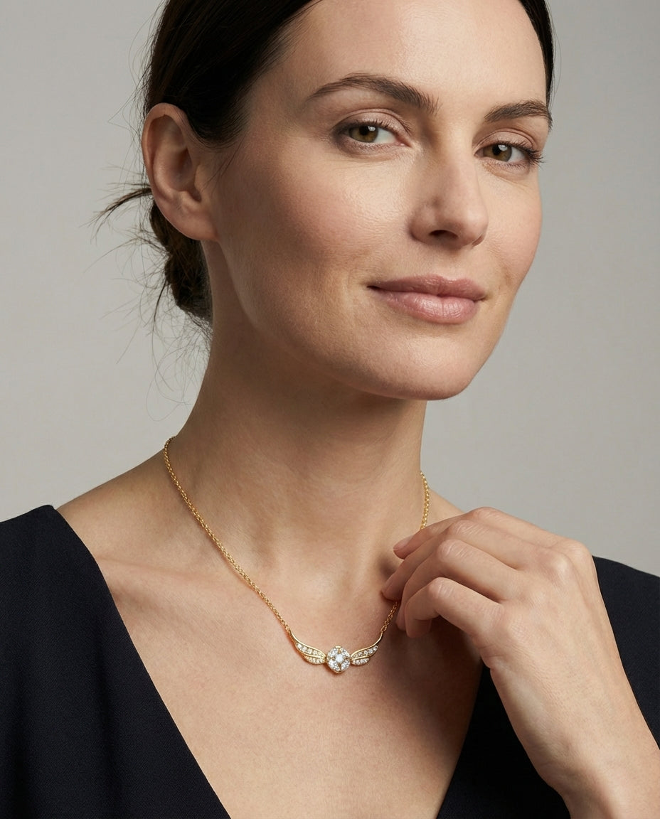 Delicate sterling silver snitch necklace dainty fine chain women
