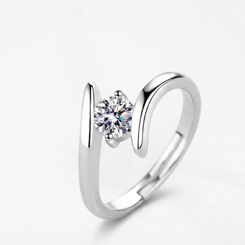 adjustable 925 sterling silver ring with zirconia
