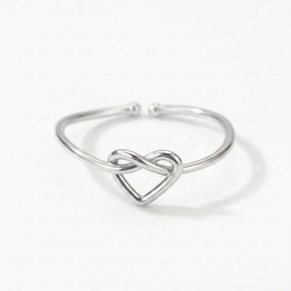adjustable love knot ring in silver