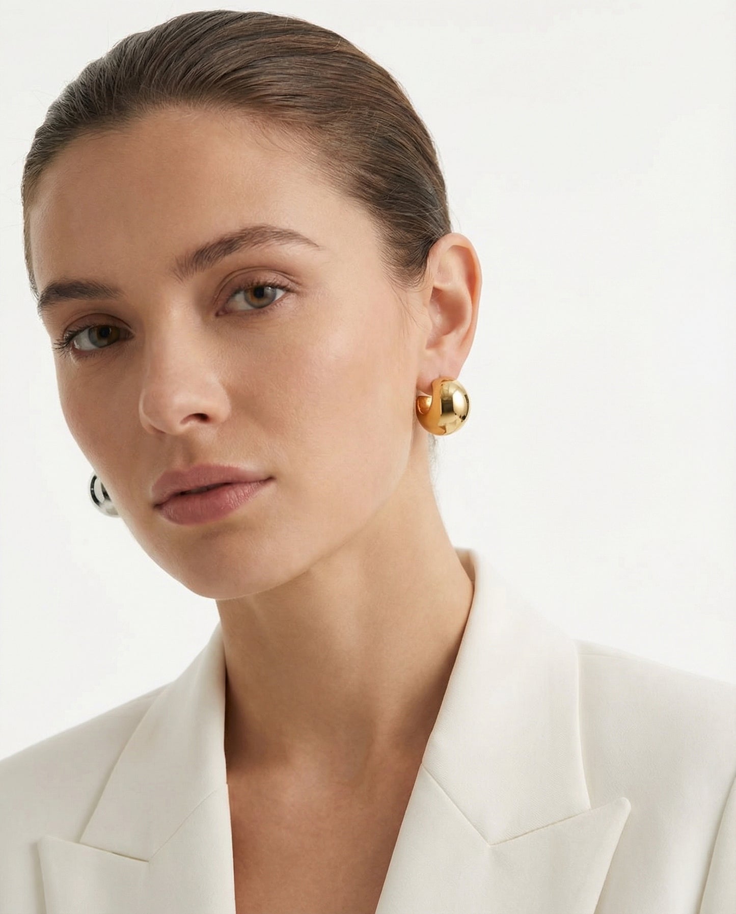 Crescent dome drop earrings — refined feminine jewellery