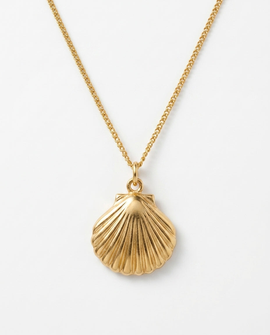 Gold Shell Pendant Necklace — 18K Plated Sterling Silver