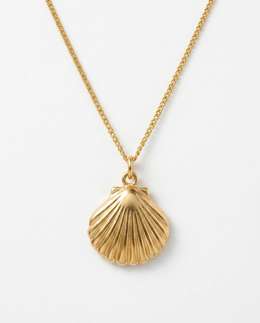 Gold Shell Pendant Necklace — 18K Plated Sterling Silver