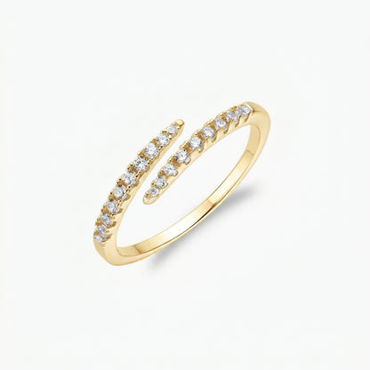 18K Gold-Plated Pave Crystal Layer Ring