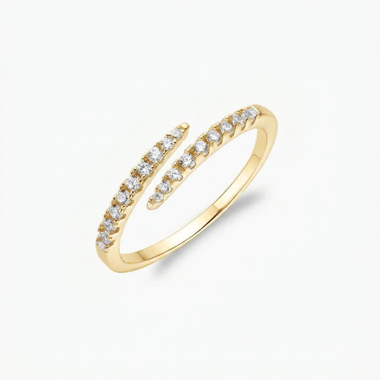 18K vergoldeter Pavé-Kristall-Layer-Ring