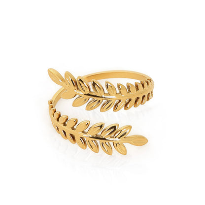 Gold Olive Leaf Ring — 18K Plated, Nature-Inspired Design