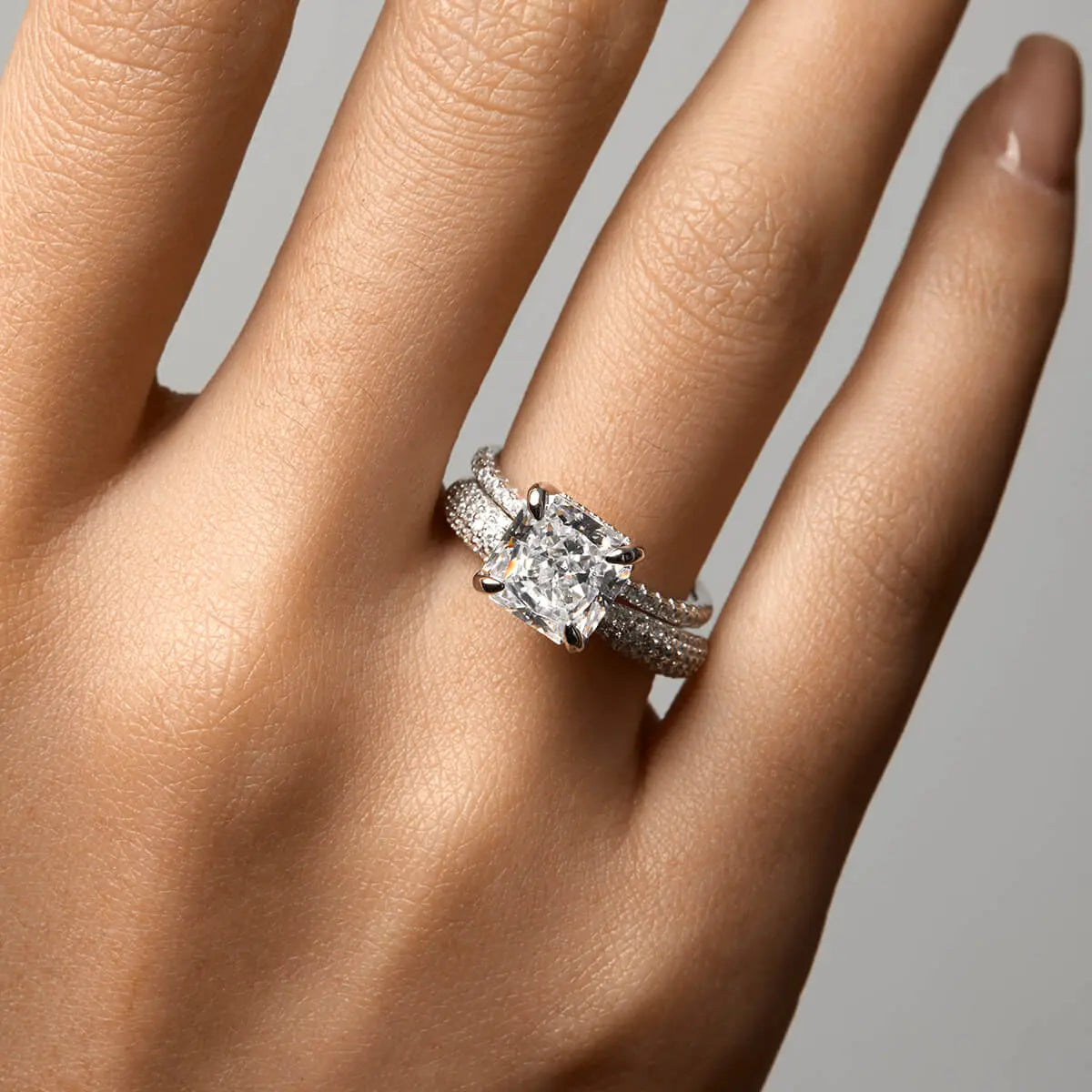 Ravyena Claw Ring worn on hand — crystal prong ring in gold plating