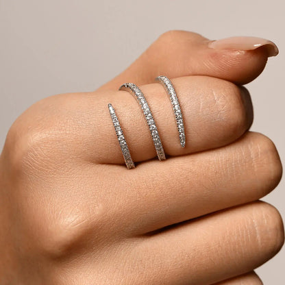 Ravyena 3 Layer Ring close-up — AAA+ cubic zirconia on brass with 18K plating