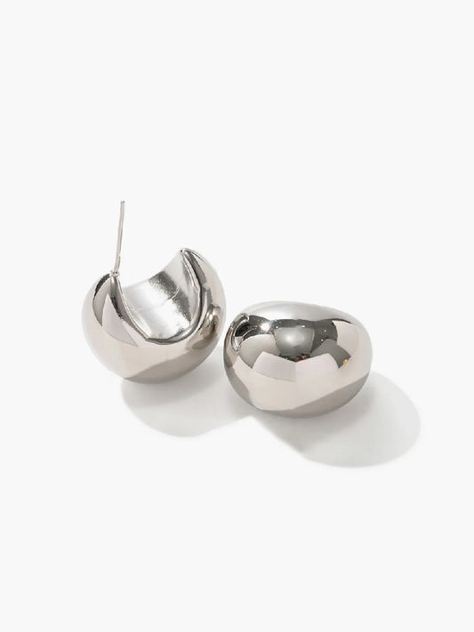 Crescent dome drop earrings in 18K gold-plated stainless steel — front view