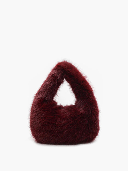Rounded Faux-Fur Handbag