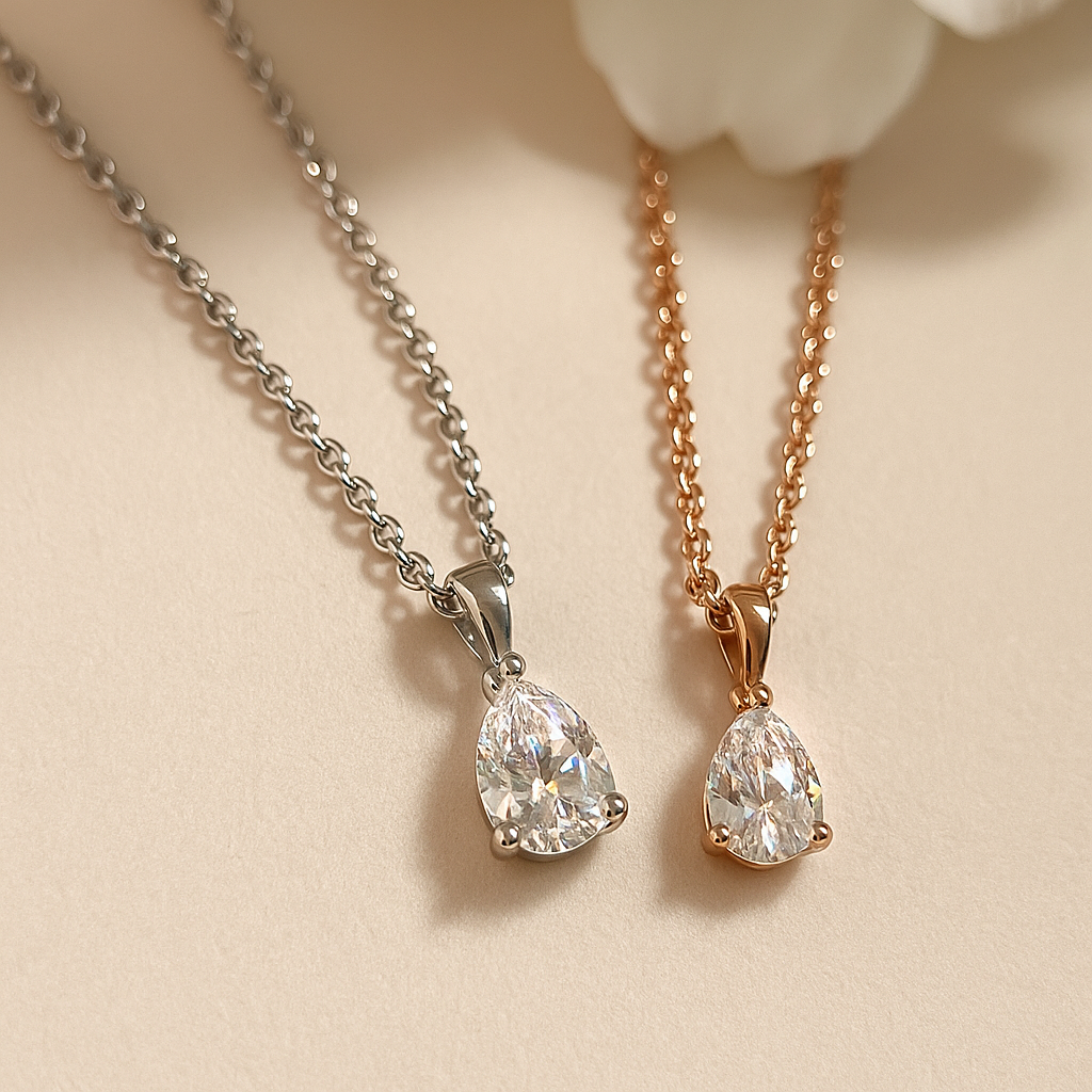 Celeste Pear-Cut Moissanite Necklace in 925 Sterling Silver