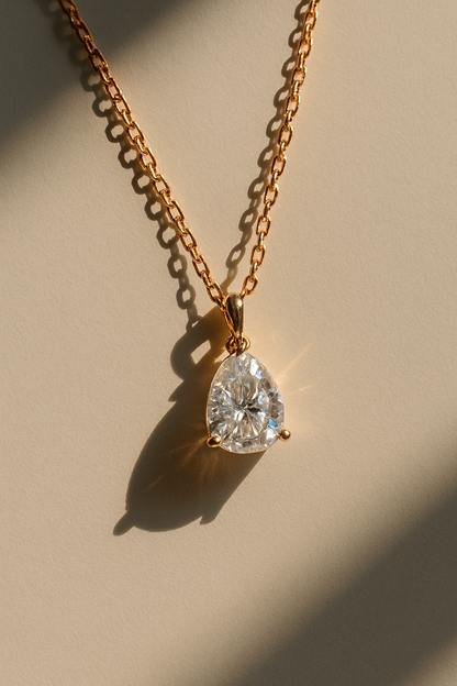 Celeste Pear-Cut Moissanite Necklace in 925 Sterling Silver