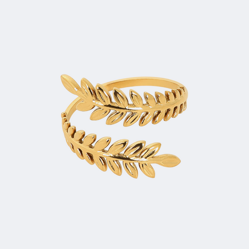 Gold Olive Leaf Ring — 18K Plated, Nature-Inspired Design