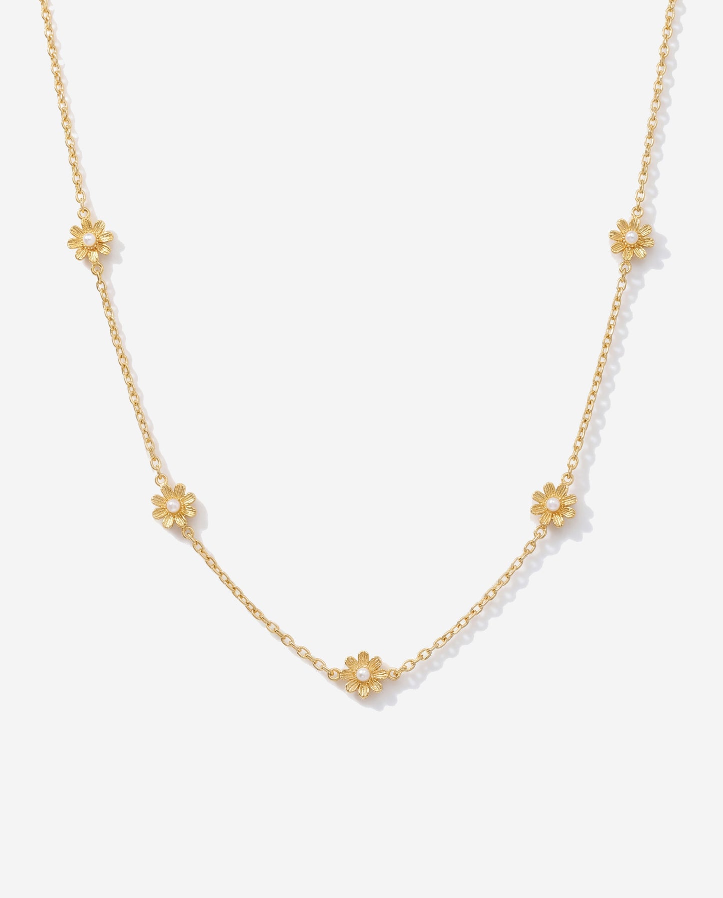 14K gold flower choker necklace, romantic feminine design