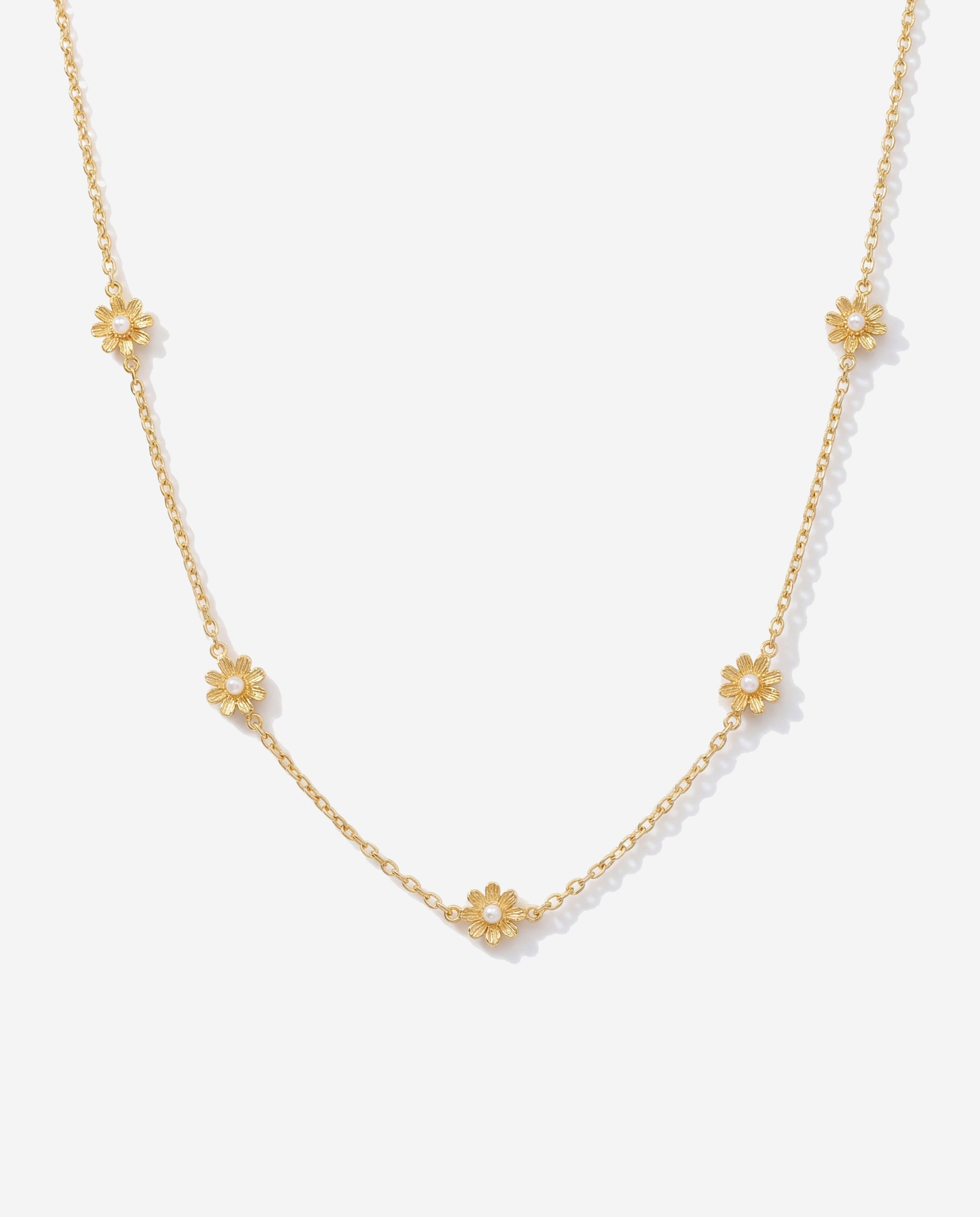 14K gold flower choker necklace, romantic feminine design
