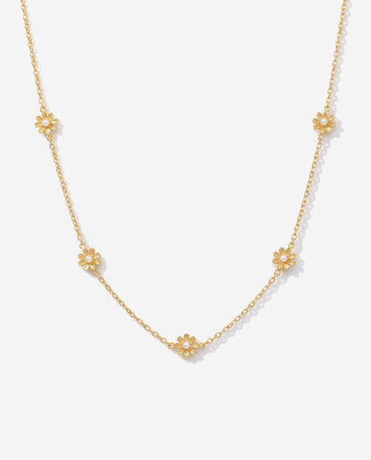 14K gold flower choker necklace, romantic feminine design