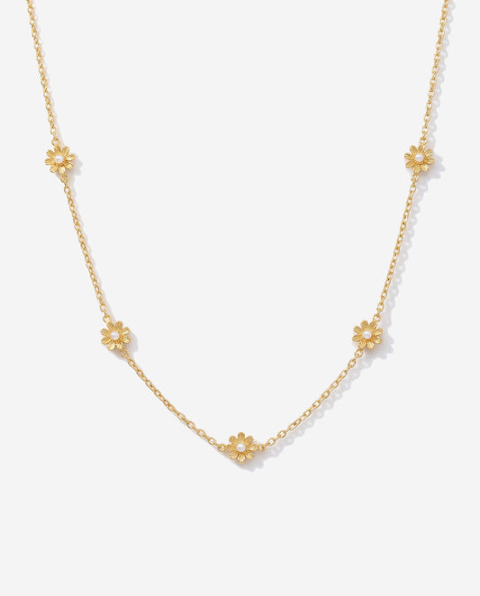 14K gold flower choker necklace, romantic feminine design