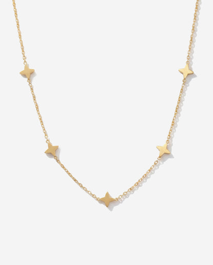 14K gold lucky clover choker necklace, waterproof finish