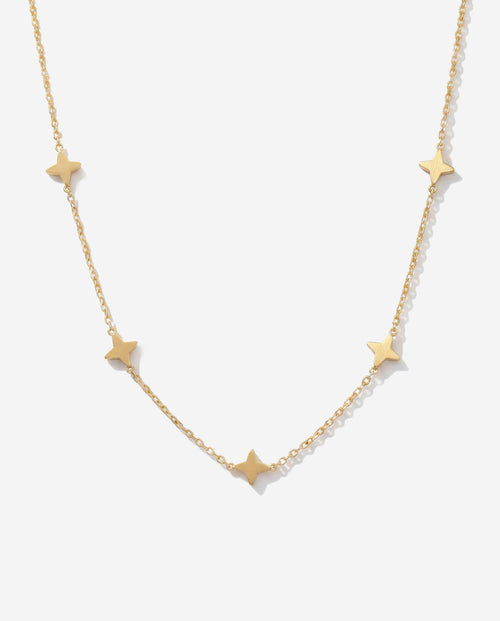 14K gold lucky clover choker necklace, waterproof finish