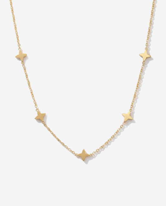 14K gold lucky clover choker necklace, waterproof finish