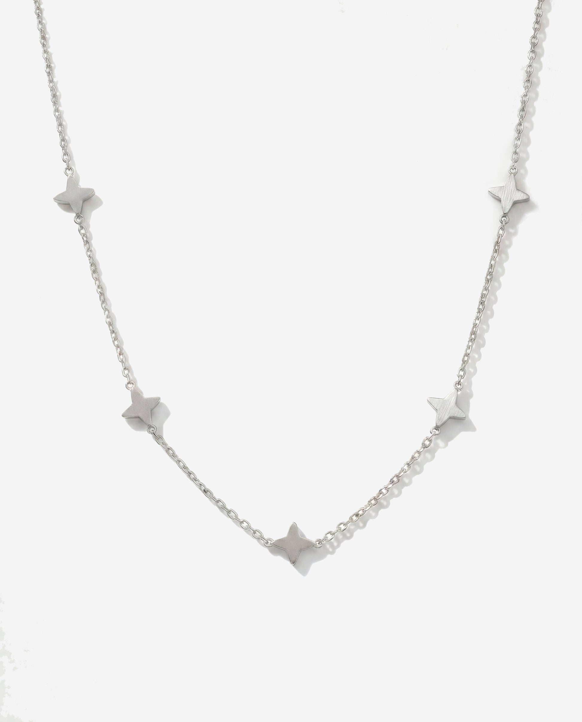 Silver lucky clover choker necklace, waterproof stainless steel