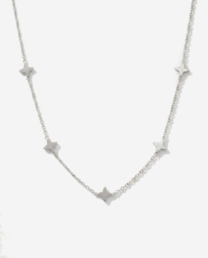 Silver lucky clover choker necklace, waterproof stainless steel