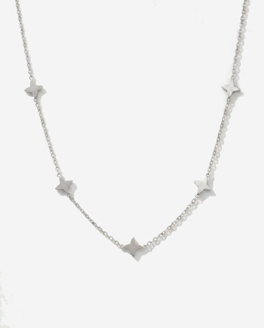 Silver lucky clover choker necklace, waterproof stainless steel